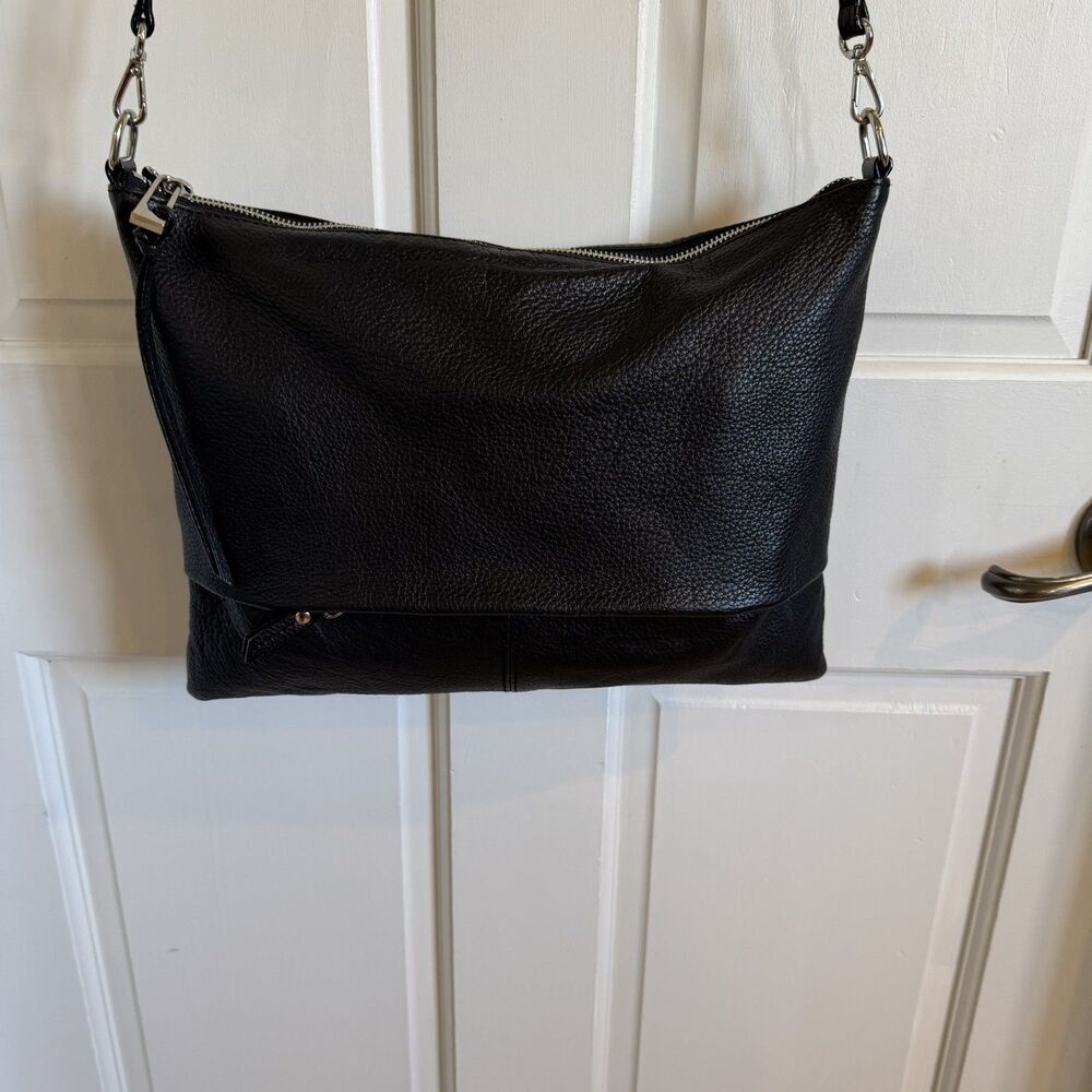 Sanctuary 100% Leather Black Large Envelope Style Crossbody Purse Bag